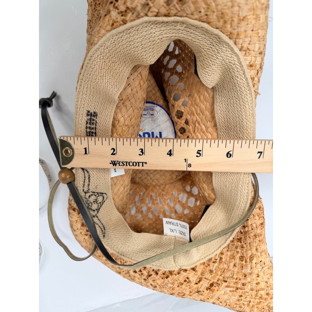 Run A Muck Straw Cowboy Hat L/XL Western Raffia Beach Sun Hat Chin Strap - Picture 14 of 14